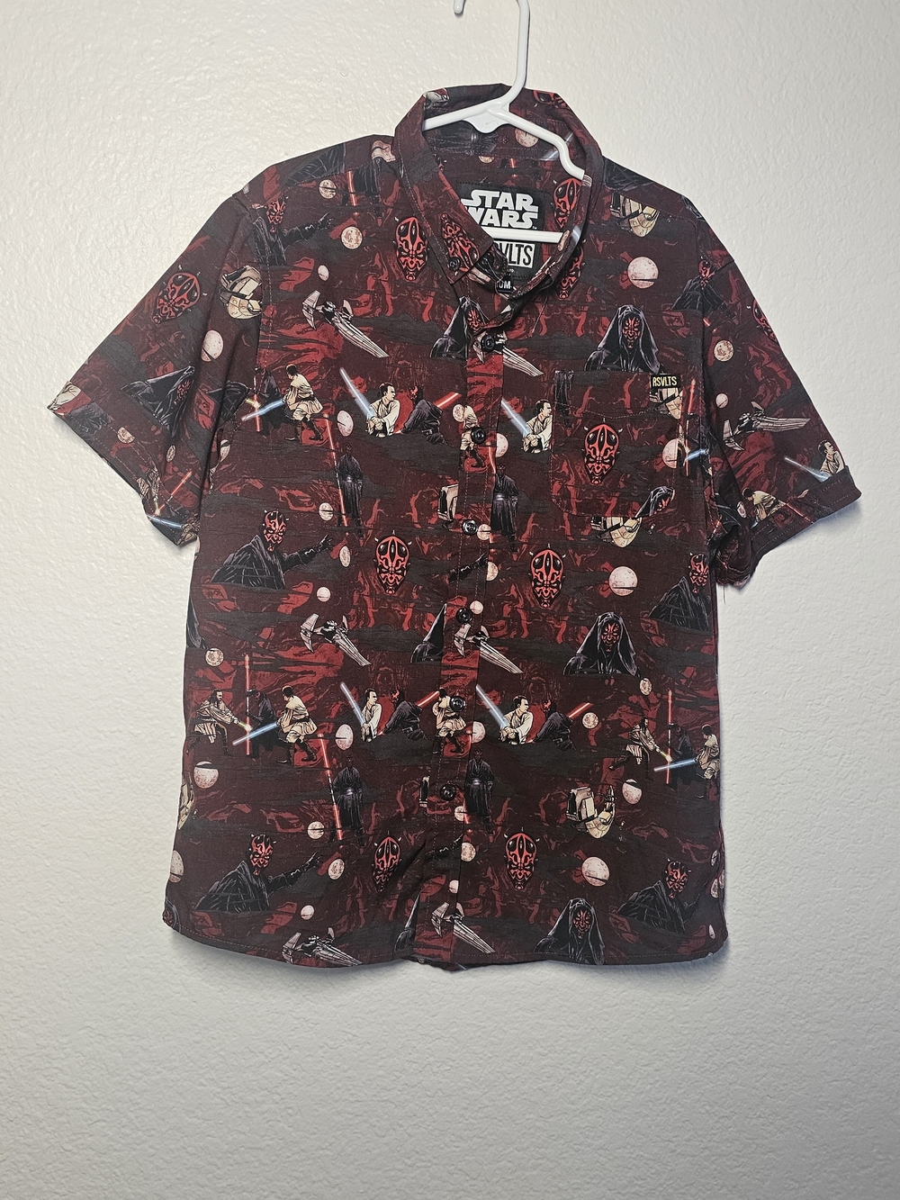RSVLTS Star Wars Short-Sleeve Button-Down Shirt in Black and Red